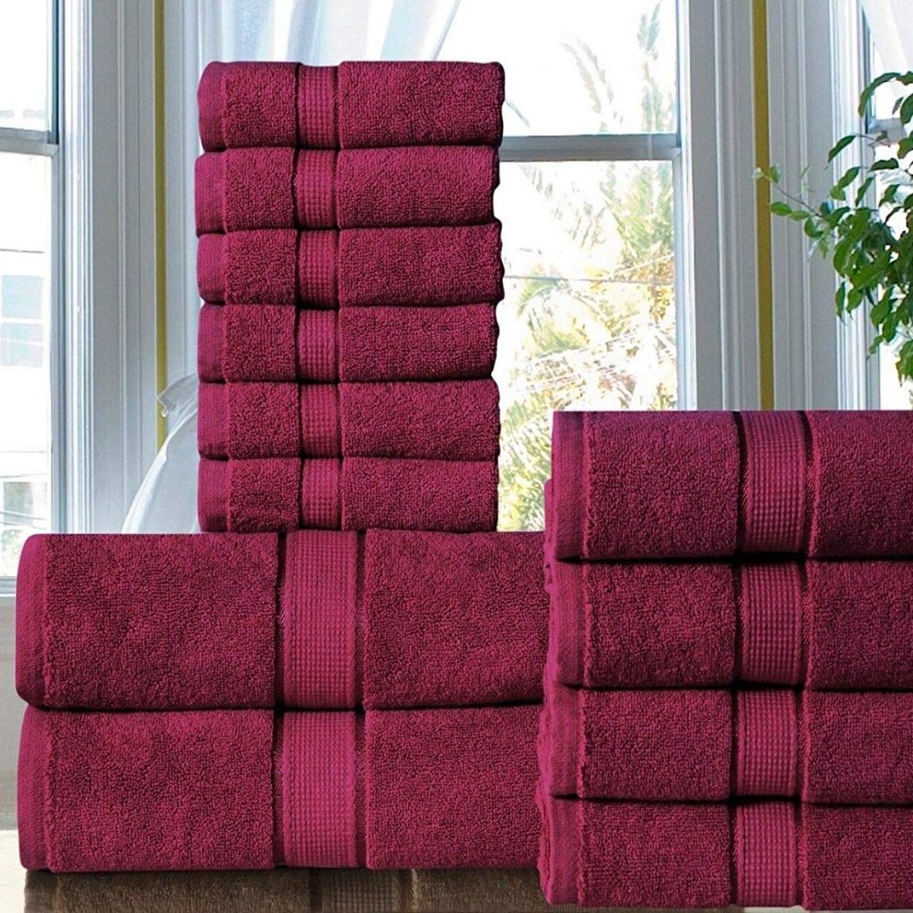 100% Cotton Bath Towels 600 GSM 12PC